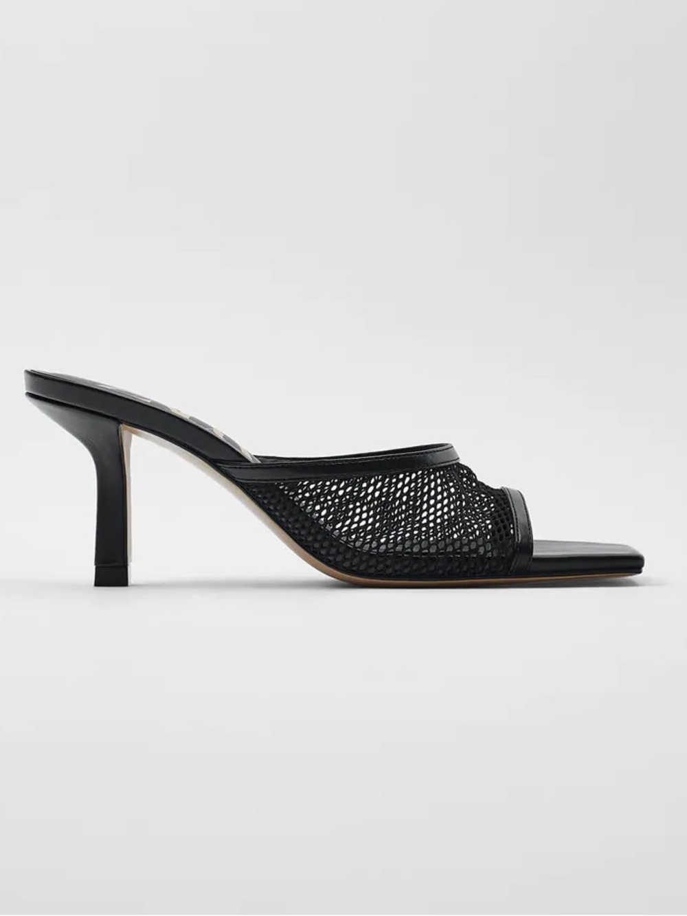 ZARA BLACK MESH HEELED SANDALS